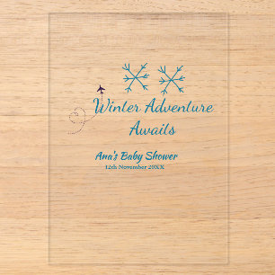 Winter-Abenteuer erwartet Baby-Party blaue Schneef Acryleinladungen