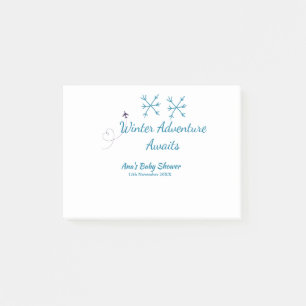 Winter-Abenteuer erwartet Baby-Party blaue Schneef Post-it Klebezettel