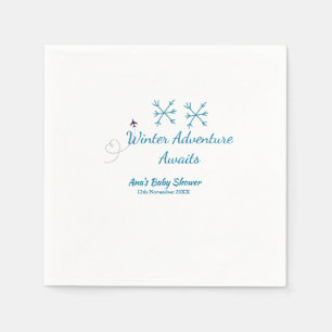 Winter-Abenteuer erwartet Baby-Party blaue Schneef Serviette