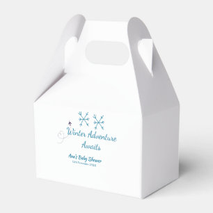 Winter-Abenteuer erwartet Babyparty blaue Schneefl Geschenkschachtel
