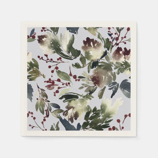 Winter Abstrakte Pine Cones und Berries Napkin Serviette (Vorderseite)