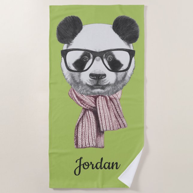 Winter-addieren bereiter Panda-Bär | Ihren Namen Strandtuch (Vorderseite)