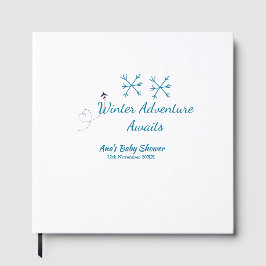 Winter Adventure awaits baby shower blue snowflake Gästebuch