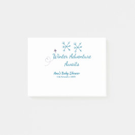 Winter Adventure awaits baby shower blue snowflake Post-it Klebezettel
