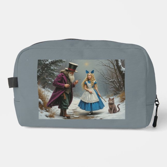 Winter Alice graue Toilettentasche Waschbeutel (Vorderseite)
