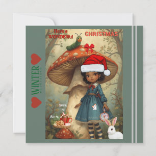 Winter Alice im Wunderland Flach-Weihnachtskarte Feiertagskarte