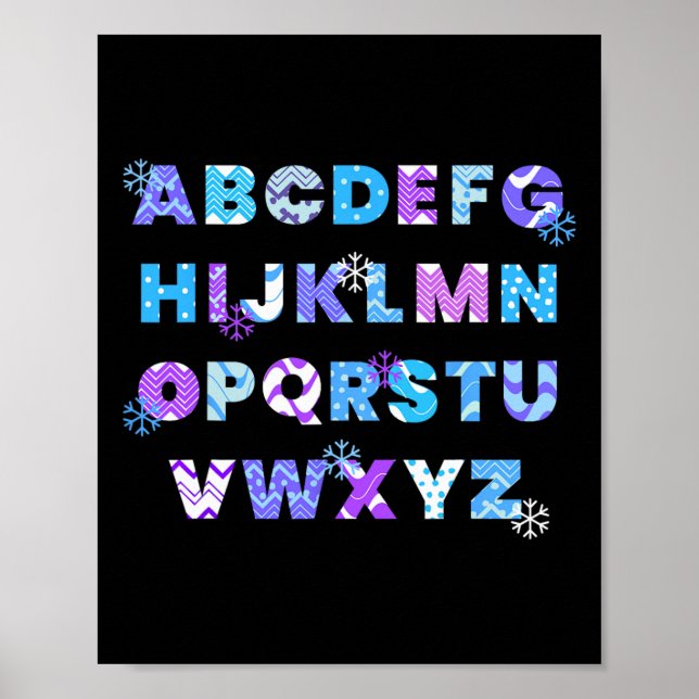 Winter Alphabet Abcs Kindergarten Lehrer Kinder  Poster (Vorne)