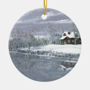 Winter am See Keramik Ornament