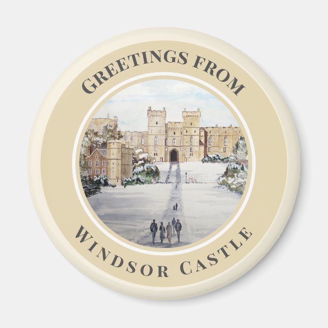 Winter am Windsor Castle Landschaftsbild Magnet (Vorne)