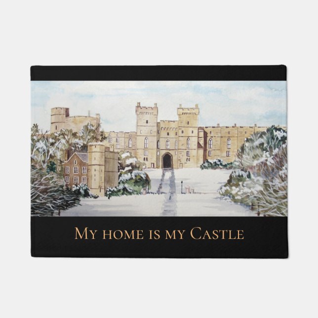 Winter am Windsor Castle von Farida Greenfield Fußmatte (Vorderseite)