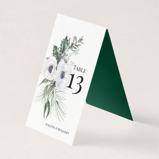 Winter Anemone Blütenfarbene Tischnummer (Rückseite)