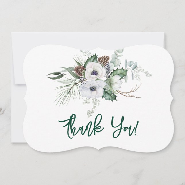 Winter Anemone handbemalt Hochzeit Dankeschön Kart Einladung (Vorderseite)