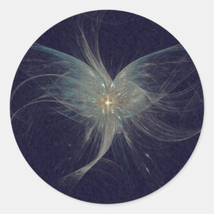 Winter Angel Fraktal Art Runder Aufkleber