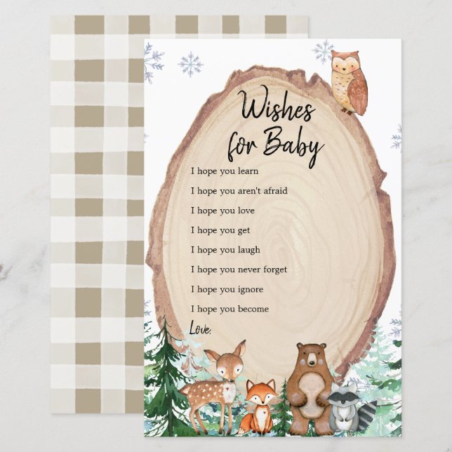 Winter Animal Geneal Reveal Wünsche für Baby (Vorne/Hinten)