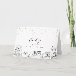 Winter animals baby shower Thank you Card Karte