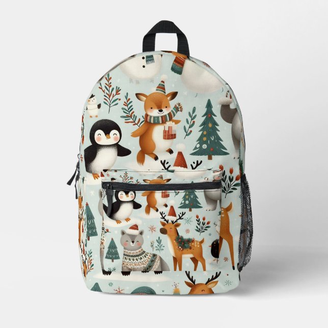 Winter Animals Bedruckter Rucksack (Vorderseite)