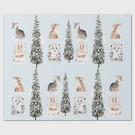 Winter Animals Icy Blue Baby Shower Geschenkpapier
