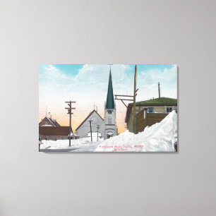 Winter-Ansicht von Steadman Allee umfaßt im Schne Leinwanddruck