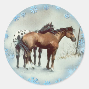 WINTER APPALOSA & SNOWFLAKEN VON SHARON SHARPE RUNDER AUFKLEBER