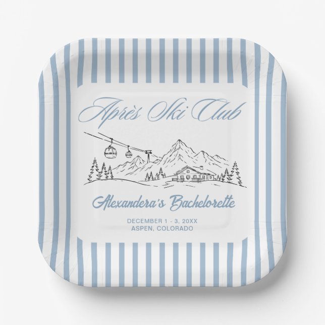 Winter Après-Ski-Junggesellinnenabschied  Pappteller (Vorderseite)