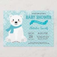 Winter-Aqua-Eisbär-Babyparty-Einladung