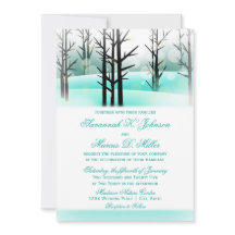 Winter Aqua Woodland Bäume Hochzeiten Einladungen
