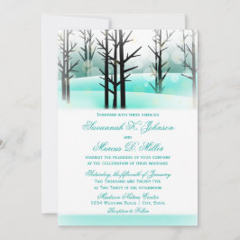 Winter Aqua Woodland Bäume Hochzeiten Einladungen