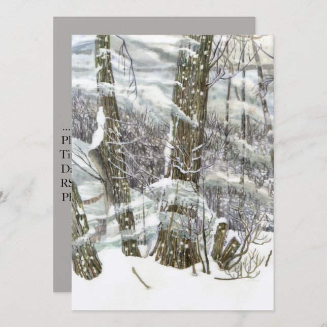 Winter Aquarell Einladung (Vorne/Hinten)