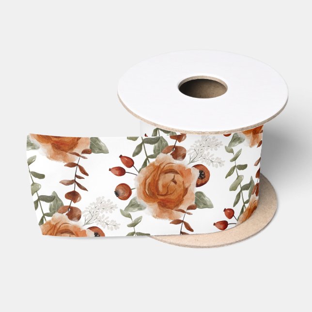 Winter Aquarell Floral Ribbon Satinband (Spule)