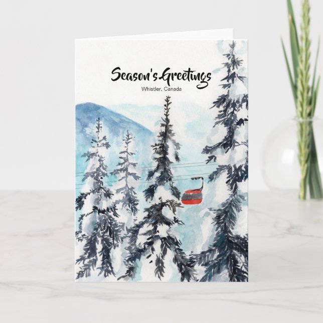 Winter Aquarell Grußkarte mit Bergen Dankeskarte (Vorderseite)
