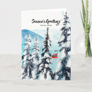 Winter Aquarell Grußkarte mit Bergen Dankeskarte