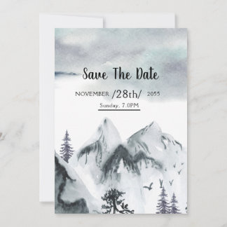 Winter Aquarell Hochzeitseinladungen Kartenvektor Einladung