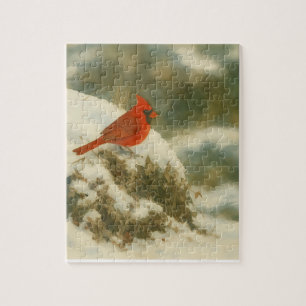 Winter-Aquarell-Kardinal