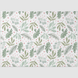 Winter Aquarell Pinien Berry Holiday Garland Grün Seidenpapier