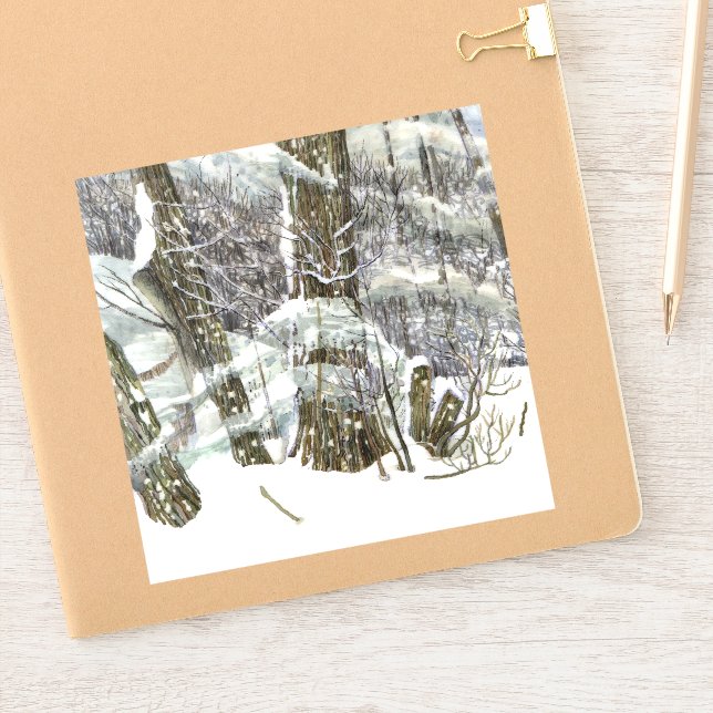 Winter-Aquarellmalerei Aufkleber (Notizbuch)