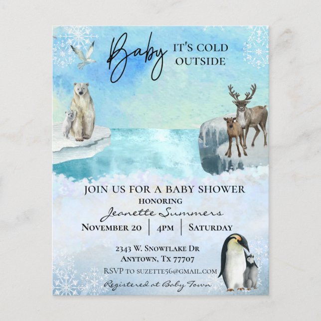 Winter Arctic Animal Baby Es ist kalte Außendusche (Vorderseite)