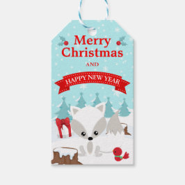 Winter Arctic Fox Snowy Scene Frohe Weihnachten Geschenkanhänger
