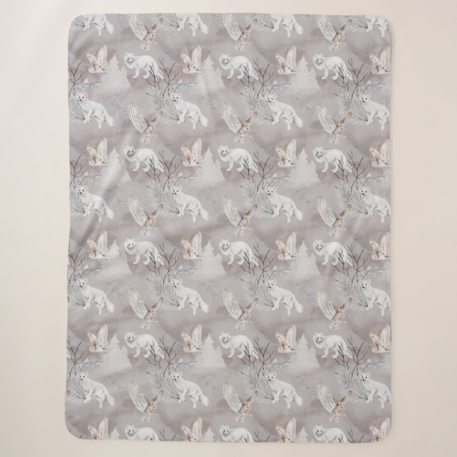 Winter Arktische Fox Snowy Owl Nord Wildlife Sherpadecke (Vorderseite)
