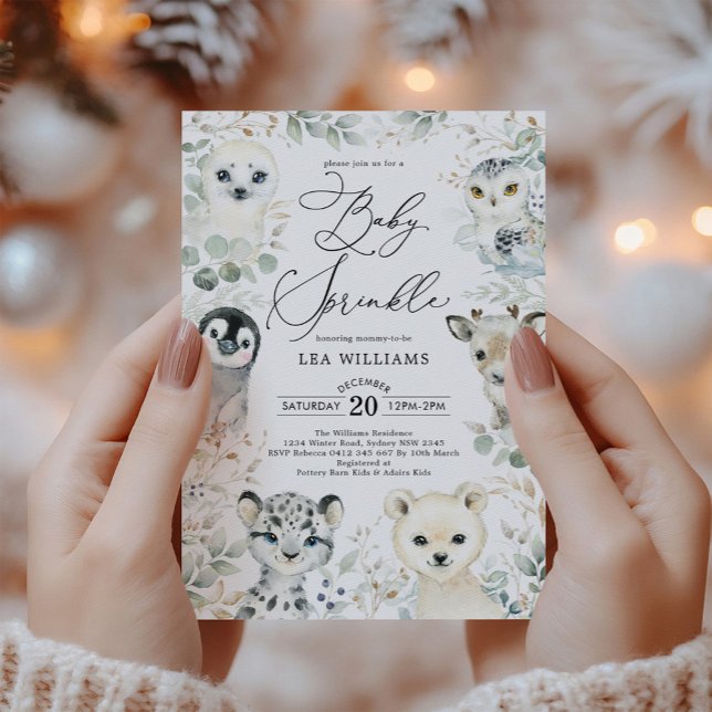 Winter Arktische Tiere Geschlecht Neutral Baby Spr Einladung (Von Creator hochgeladen)