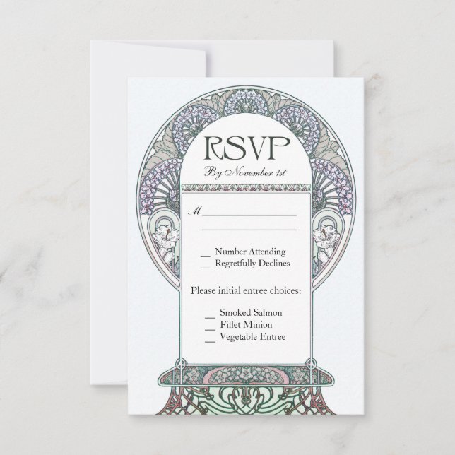 Winter Art Nouveau UAWG Wedding Cards RSVP Karte (Vorderseite)