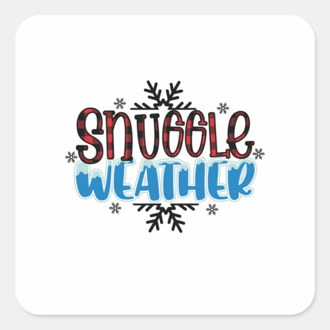 Winter Art Snuggle Wetter Quadratischer Aufkleber (Vorderseite)