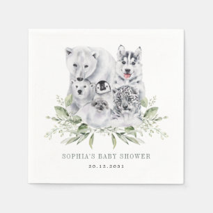 Winter Artic Animals Holiday Party Baby Dusche Serviette