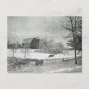Winter auf dem Bauernhof Postkarte