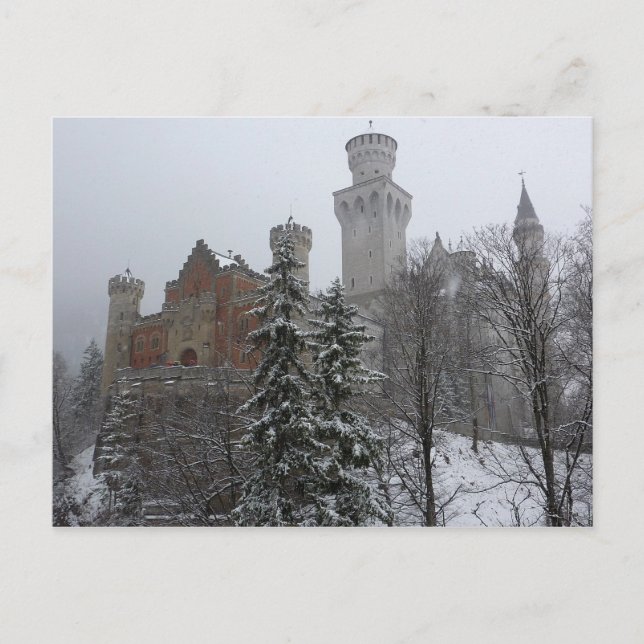Winter auf Schloss Neuschwanstein Postkarte (Vorderseite)