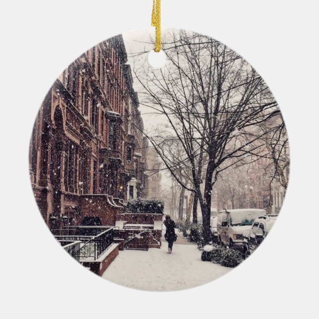 Winter auf Upper West Side Keramikornament (Hinten)