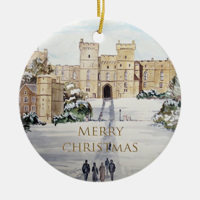 Winter auf Windsor Burg Landschaftsbild Keramik Ornament (Vorne)