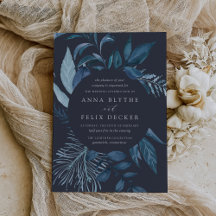 Winter Azure Blue Botanical Wedding