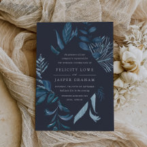 Winter Azure | Blue Watercolor Foliage Wedding