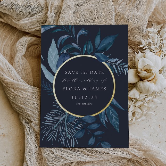 Winter Azure Foil Save the Date Card Folieneinladung (Von Creator hochgeladen)