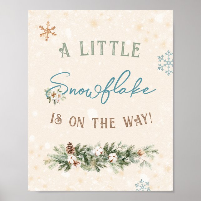Winter Baby Boy Dusche Kleine Schneeflocke unterwe Poster (Vorne)